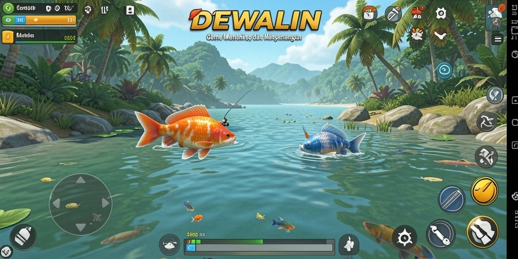 Tampilan gameplay seru DEWALIN dengan aksi memancing yang menegangkan.