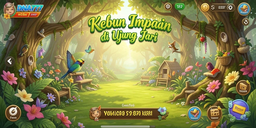 Screenshot gameplay DNA777 yang menampilkan suasana pertanian yang asri.