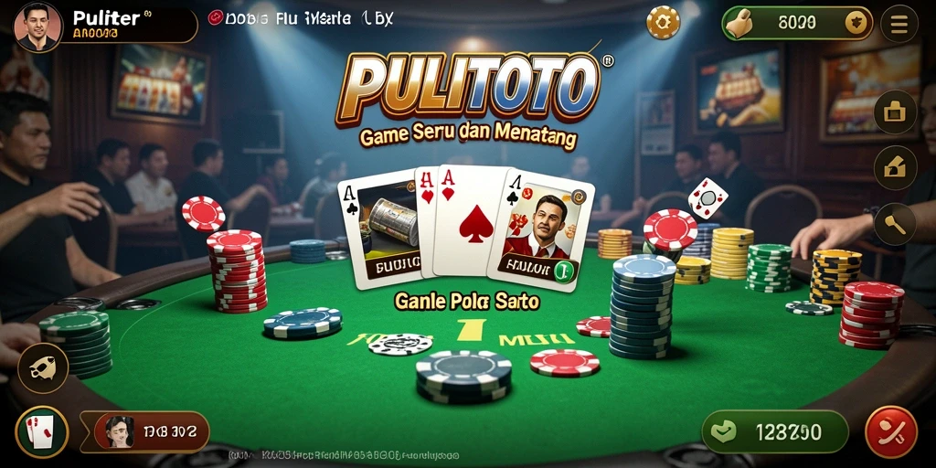 Tampilan gameplay menarik dari PULITOTO dalam suasana Poker yang kompetitif.