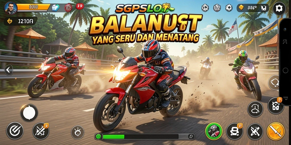 Screenshot SGPSLOT menampilkan aksi balapan motor yang mendebarkan.